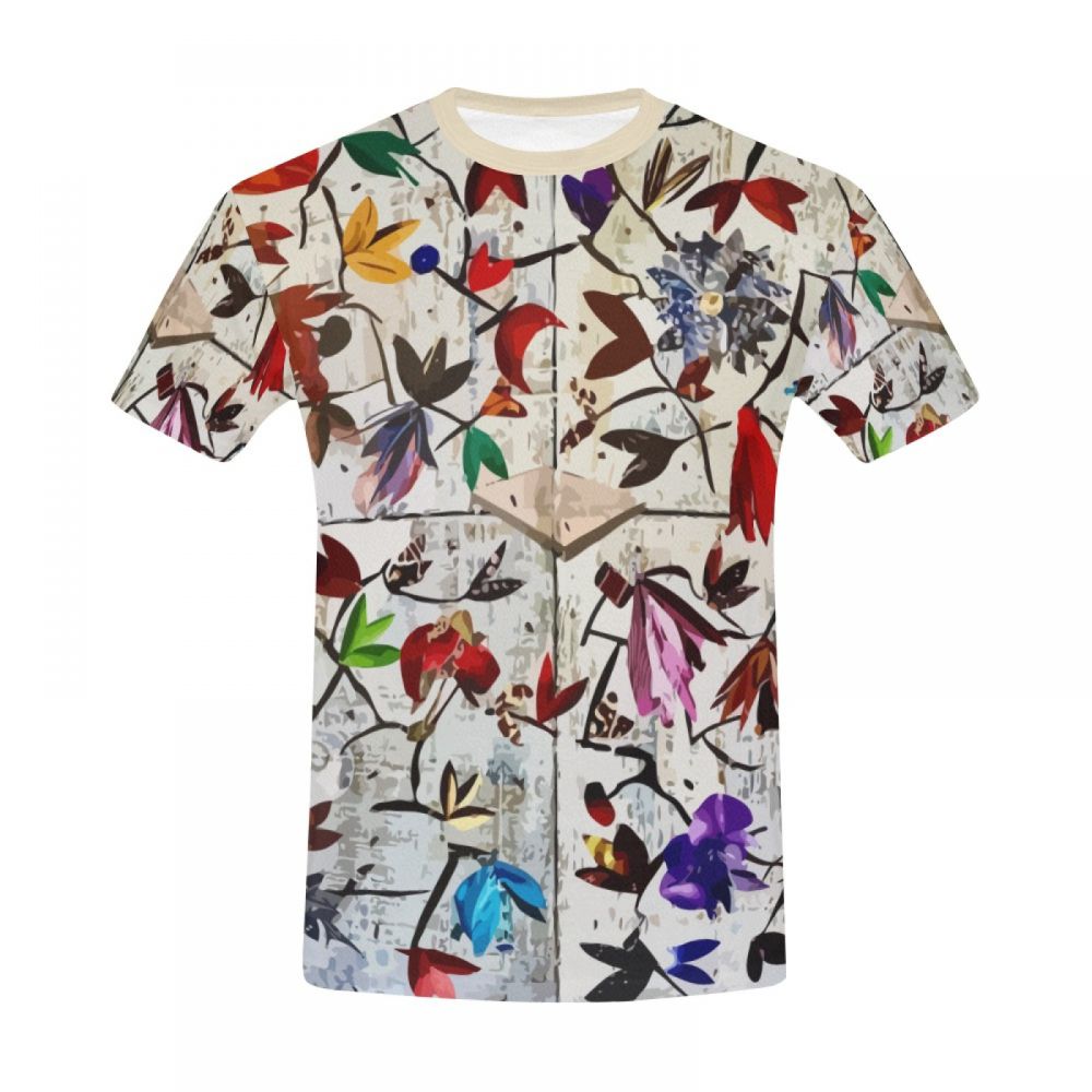 lag At søge tilflugt forestille Mænd Kunst Collage Farverige Blomster Kort T-shirt